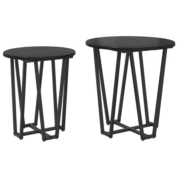 vidaXL Side Table Set 2 pcs Black Oak