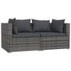 vidaXL Garden Lounge Set Gray PE rattan, powder-coated steel, plastic