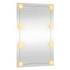 vidaXL Wall Mirror With LED Light Transparent Glass, Plastic 16 x 24 in