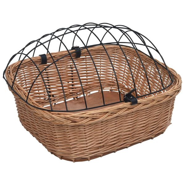 vidaXL Bike Front Basket with Cover 19.7"x17.7"x13.8" Natural Willow