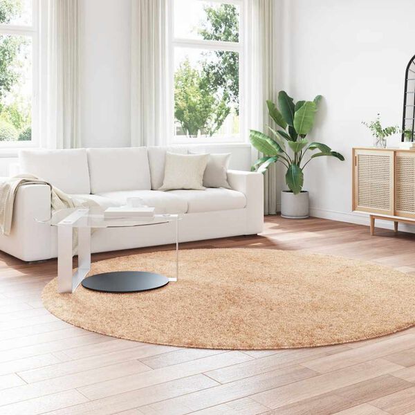 vidaXL Shaggy Rug Beige Polyester 94.5 x 94.5 in Foldable Shaggy Rug