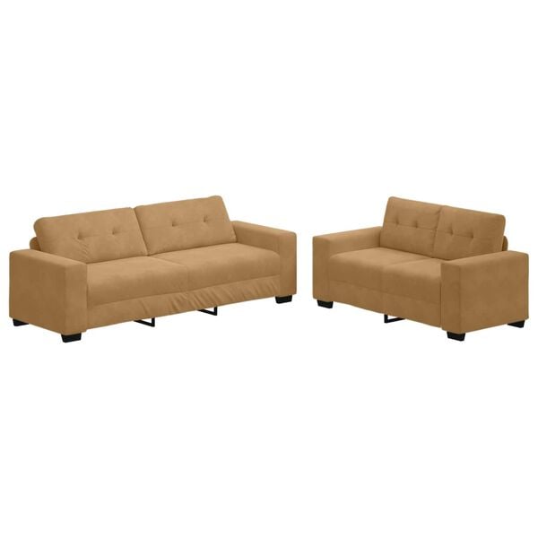 vidaXL Sofa 2 pcs Brown Fabric