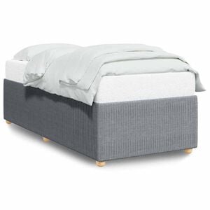 vidaXL Bed Frame Light Grey Polyester Fabric Single Bed Frame