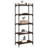 vidaXL Bookcase Brown Oak Engineered Wood, Metal Medium Adjustable Feet