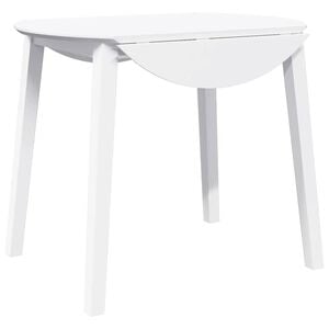 vidaXL Dining Table White Solid Wood Rubber