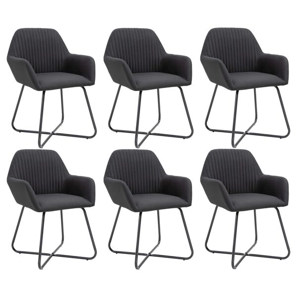 vidaXL Dining Chair Set of 6 Black Polyester and powder-coated steel