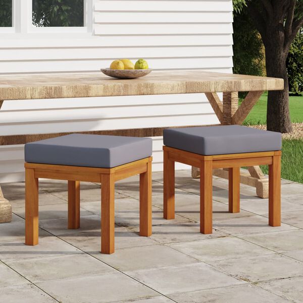 vidaXL Garden Stool Set of 2 Brown Solid Acacia wood, Polyester Medium