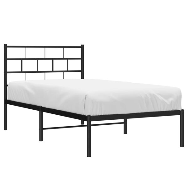 vidaXL Metal Bed Frame Black Powder-Coated Steel Twin Metal Bed Frame