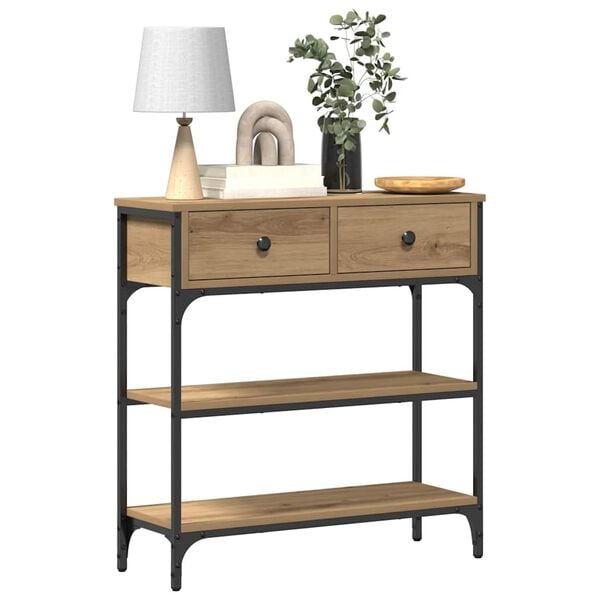vidaXL Console Table with Drawer artisan oak 72.5 x 25 x 75 cm