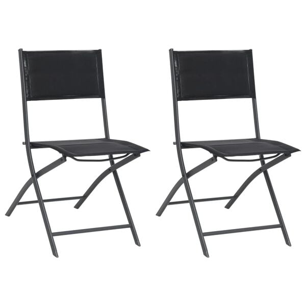 vidaXL Outdoor Chair Set of 2 Black Powder-coated steel, Textilene