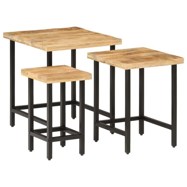 vidaXL Nesting Coffee Table Rough Mango and Black