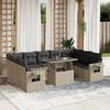 vidaXL Garden Sofa Set Light Grey PE rattan Large Expandable
