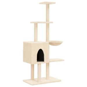 vidaXL Cat Tree Cream Engineered wood, plush, sisal 57.1 in height