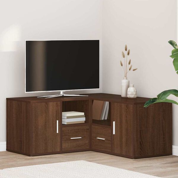 vidaXL Corner Cabinet Brown Oak Engineered Wood Medium Corner Cabinet