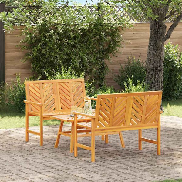 vidaXL Garden Lounge Set 3 pcs Brown Solid Acacia Wood