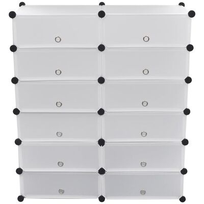 White Shoe Organizer Storage Rack with 12 Compartments 36.2"x41.3"
