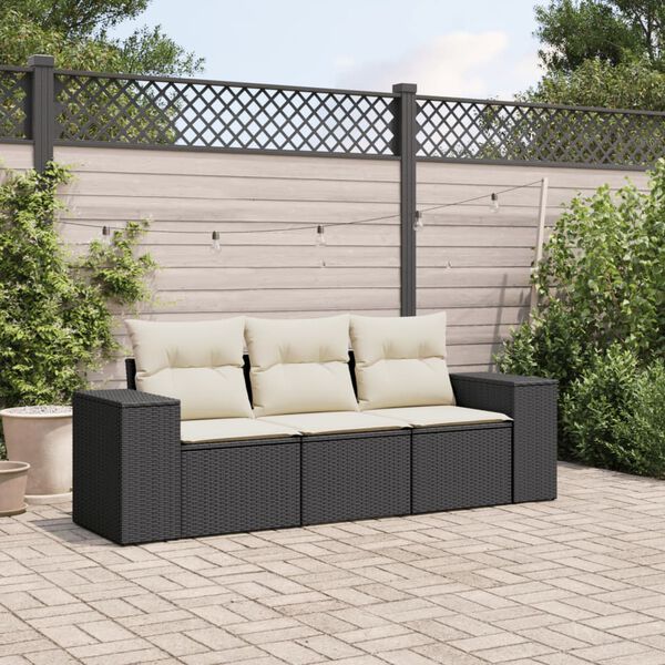 vidaXL Garden Sofa Set Black, Cream White