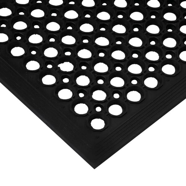 vidaXL Door Mat Black Rubber Medium Door Mat Rectangular Modern