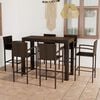 vidaXL Garden Bar Set Brown PE Rattan, Powder-Coated Steel Large