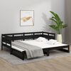 vidaXL Pull-out Day Bed Black Solid pine wood Double size