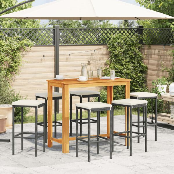 vidaXL Garden Bar Set Black, Cream White