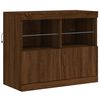 vidaXL Sideboard with LED Lights Brown Oak 79.5"x14.6"x26.4"