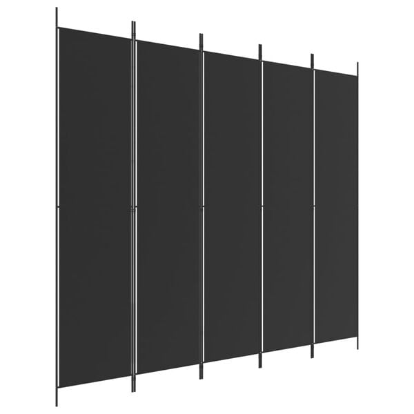 vidaXL 5-Panel Room Divider Black 98.4"x86.6" Fabric