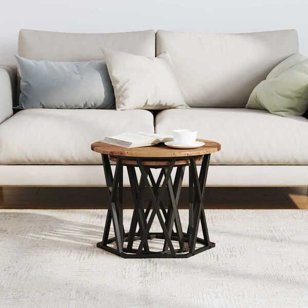 vidaXL Side Table 2 pcs Reclaimed Wood Engineered wood and steel