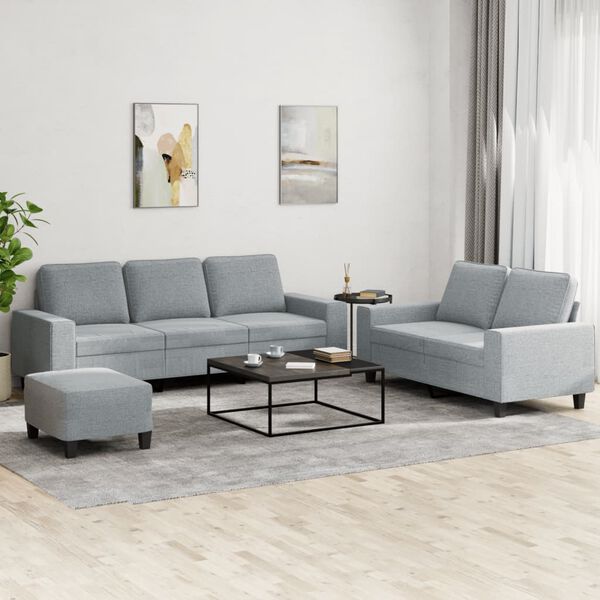 vidaXL 3 Piece Sofa Set Light Gray Fabric