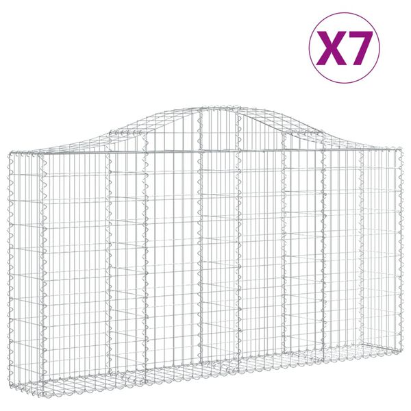 vidaXL Gabion Basket Set of 7 Silver Galvanized Iron Extra Large