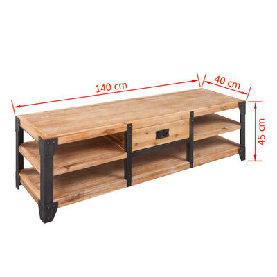 Dimensioned image showing overall length 140 cm, depth 40 cm, height 45 cm of the console unit.