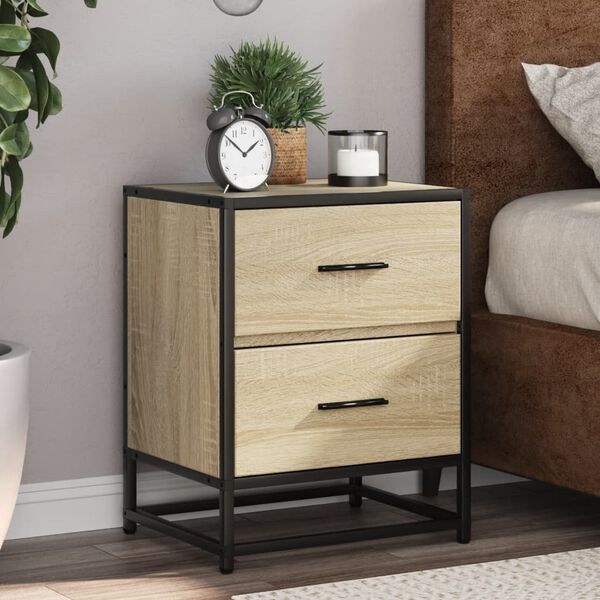 vidaXL Bedside Cabinet Sonoma Oak Engineered wood Small Bedside Cabinet