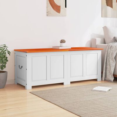 White storage bench with orange top, shown in a similar configuration.