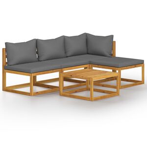 vidaXL Garden Lounge Set Dark grey Solid Acacia wood Modular, customizable