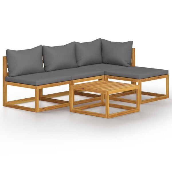 vidaXL Garden Lounge Set Dark grey Solid Acacia wood Modular, customizable