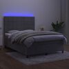 vidaXL Box Spring Bed with Mattress&LED Light Gray 53.9"x74.8" Full Velvet