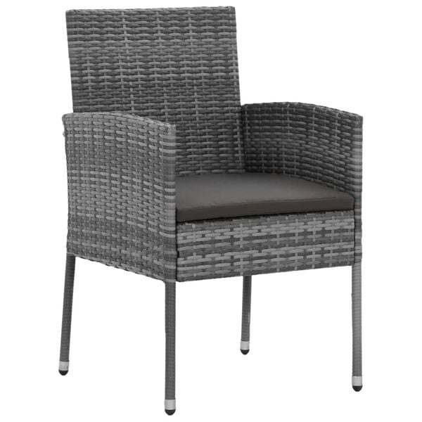 vidaXL Outdoor Dining Set Grey PE rattan, steel, solid acacia wood Compact