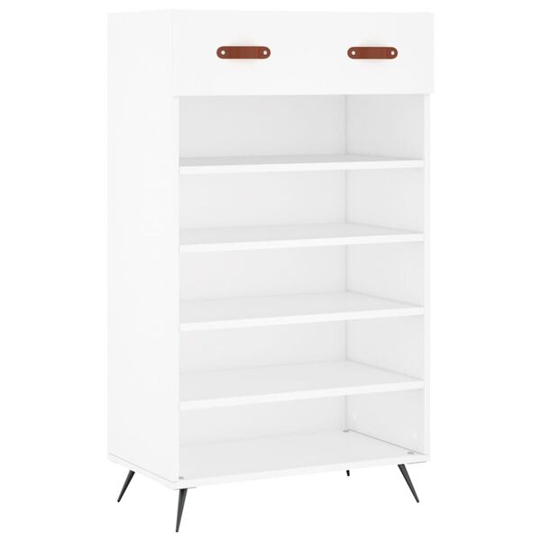 vidaXL Shoe Cabinet White Engineered wood, iron, faux leather Standard