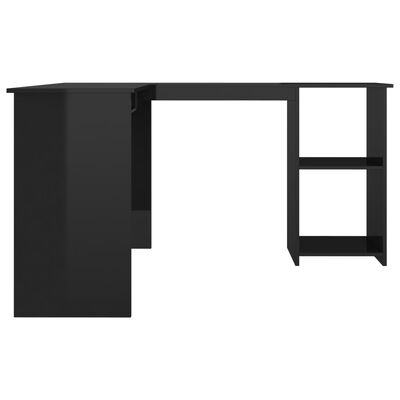 vidaXL L-Shaped Corner Desk High Gloss Black 47.2"x55.1"x29.5" Engineered Wood