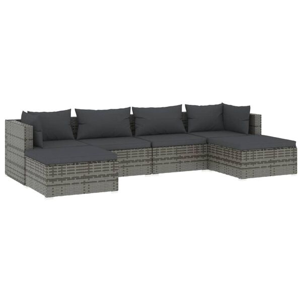 vidaXL Garden Lounge Set Grey PE rattan, powder-coated steel, plastic