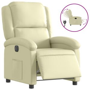vidaXL Electric Recliner Chair Cream Real leather, Metal, Plywood Standard