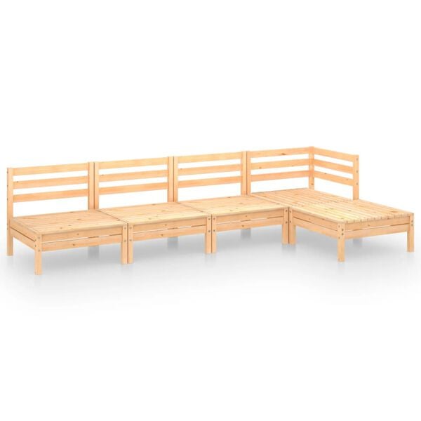 vidaXL Garden Lounge Set Natural Pine Solid Pine Wood Five-Piece Modular