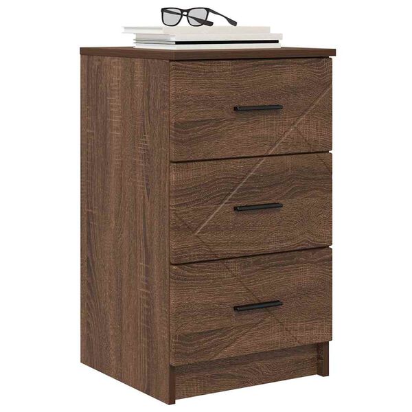 vidaXL Bedside Cabinet with Drawer Brown oak 14.96 x 14.96 x 25.98 in