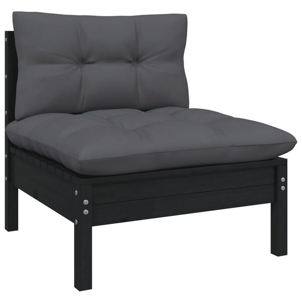 vidaXL Garden Lounge Set Anthracite Solid pinewood, 100% polyester fabric