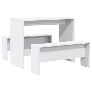 vidaXL Dining Table And Bench Set White Engineered wood Medium