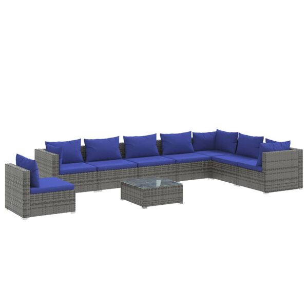 vidaXL Garden Lounge Set Grey and Dark Blue