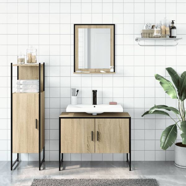 vidaXL Bathroom Cabinet Set Sonoma Oak
