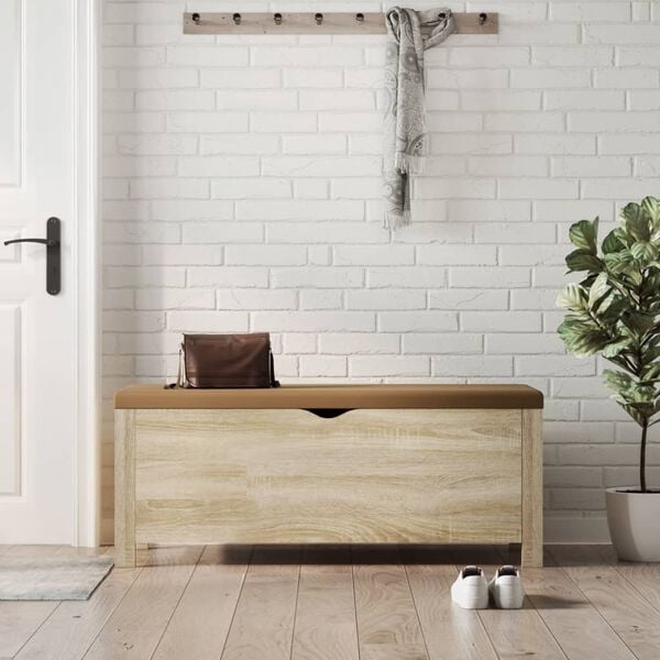 vidaXL Storage Box Sonoma oak Engineered wood, faux leather