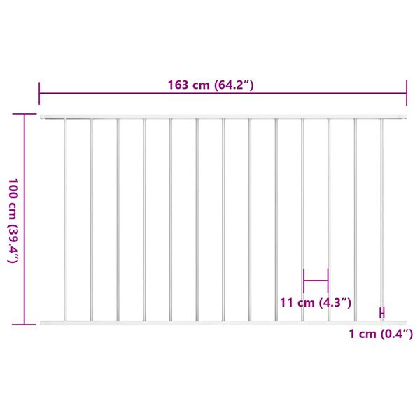 vidaXL Fence Panel Powder-coated Steel 5.6x3.3' White