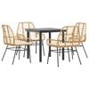 vidaXL Garden Dining Set Brown Poly Rattan 4-seater